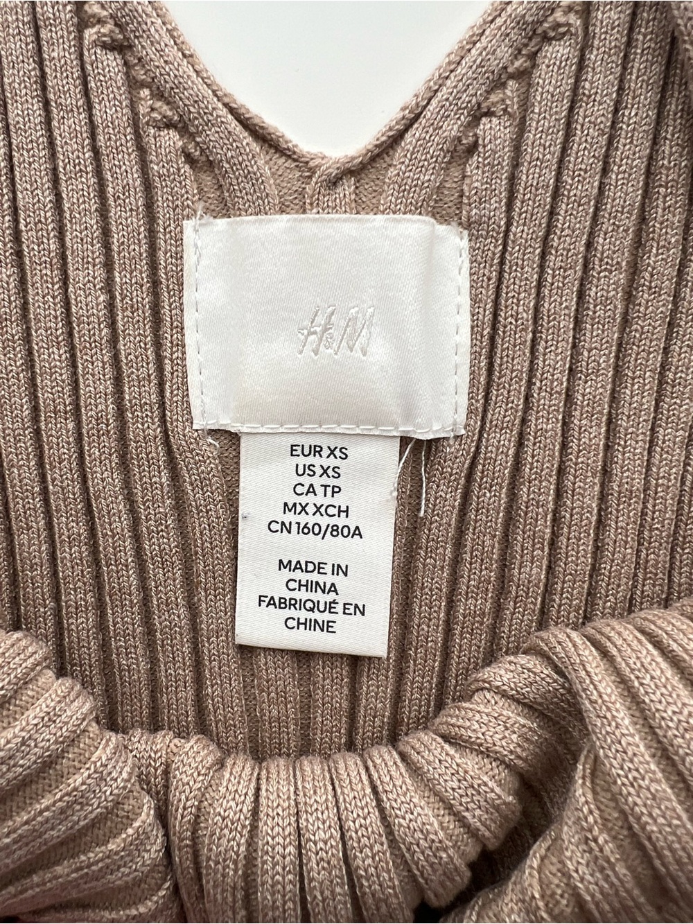 H&M Ribbed V-Neck Cami - Taupe - Picture 2 of 4
